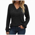 thumbnail image 1 of WUANDIXFA Hauts d'Automne pour Femmes Chandails à Manches Longues pour Femmes Tuniques à Col Rond Coupe Chic Décontractée Chandails Légers d'Automne Vêtements Mode Noir,m, 1 of 1