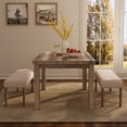 thumbnail image 1 of Farmhouse Dining Set 4-Person Dining Room Set, Mid-century Rectangular Wood Dining Table with 2 Upholstered Benches for Apartment Kitchen (Beige, 3PCS-Table+2 Bench), 1 of 5