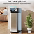 thumbnail image 4 of Costway 16 Gallon Trash Can with Wing Lids for Bedroom Bathroom Kitchen, Stay Open,Sliver, 4 of 10