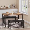 thumbnail image 1 of Retro 3-Piece 4-Seater Dining Set, Kitchen Table with 2 Padded Storage Benches, Space-Saving Furniture for Breakfast Nooks, 1 of 6