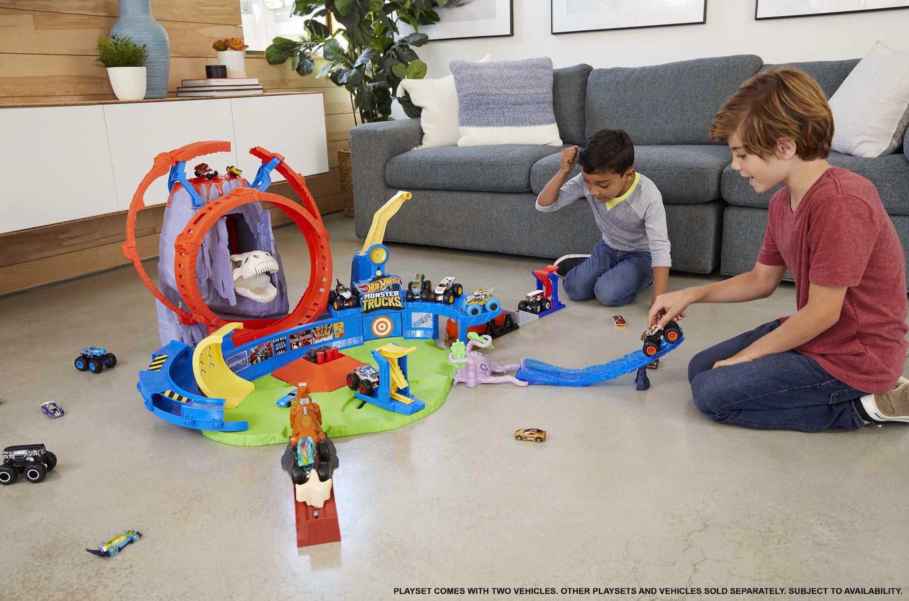 Hot Wheels Monster Trucks T-Rex Volcano Arena Playset
