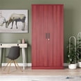 thumbnail image 2 of Pemberly Row Armoire Garde-Robe Moderne en Bois à Deux Portes en Acajou, 2 of 10