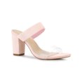 thumbnail image 1 of BLISSFUL STEP Sandales Mules à Talon Épais à Double Bride Transparente pour Femmes Rose 10, 1 of 8