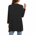 thumbnail image 5 of Mrat Sheer Cardigan for Womens 3/4 Sleeve Tops with Pocket Solid Irregular Flowy Jacket S-86 Black XXL, 5 of 5