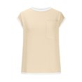 thumbnail image 3 of hotojiny Hauts pour Femmes Mode Texturé Col Rond Poche Tee Été Bloc de Couleur Manches Courtes Chemise Décontractée Vêtements 2025, 3 of 5