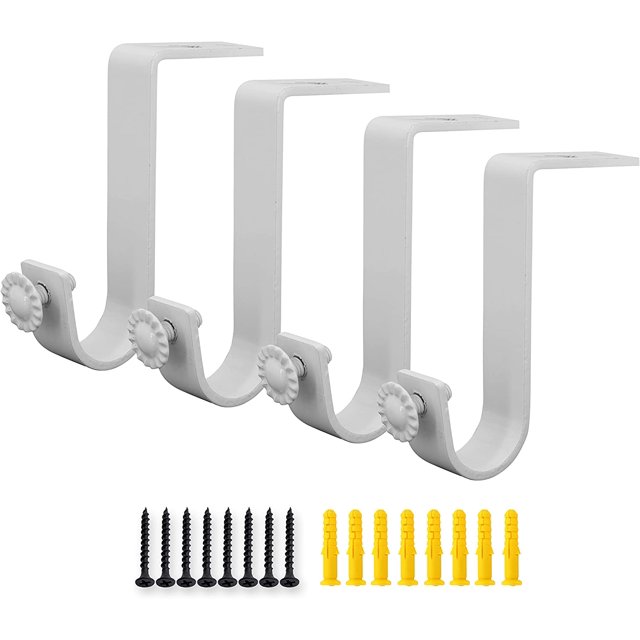 yeuweold Lot de 4 Supports de Montage au Plafond pour Tringle à Rideaux de 1 Pouces, Blanc