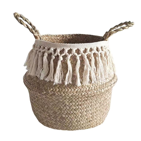 Seagrass Wicker Basket Flower Pot Folding Basket Storage Basket Decoration