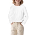 thumbnail image 2 of Kids' Solid Color Long Sleeve Round Neck Top - Comfortable Polyester Spandex Blend for Daily Wear, Travel, and Parties, 2 of 7