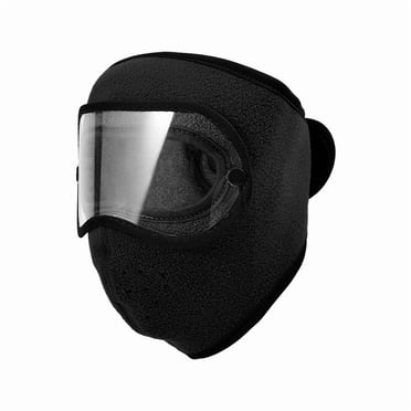 HCBY Winter Ski Mask with Built-in Goggles, Fleece Full Face Cover for Cold Weather – Windproof, Breathable, for Motorcycle Snowboarding Outdoor Sports, Men Women(Black,20.3-23inch)