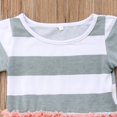 thumbnail image 3 of Little Girls Summer Dress, Striped Short Sleeve Round Neck Princess TuTu Dress, 3 of 6