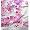 thumbnail image 1 of Soimoi Poly Georgette Fabric Bird & Orchids Flower Print Fabric by the Yard 42 Inch Wide, 1 of 3