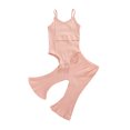 thumbnail image 4 of Xingqing 2PCS Infant Baby Girls V-Neck Solid Color Sleeveless Jumpsuit Bell-Bottom Suit, 4 of 9