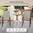 thumbnail image 3 of 3-Piece Outdoor Bistro Set, Stackable Mesh Armchairs and Round Tempered Glass Table, Powder-Coated Steel Furniture for Small Patio, Balcony, Garden and Porch, Light Grey, 3 of 7