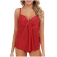 thumbnail image 3 of VBTAPA Women's Tankini Swimsuits Tropical Floral Print Two Piece Bathing Suits Flowy Swim Top with Bottom Tummy Control Modest Swimwear Sales of Today Red XL, 3 of 6