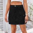 thumbnail image 1 of SDNall Womens Fashion Solid Color Elastic Waist Cowboy Cargo Skirt, 1 of 9