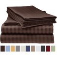 thumbnail image 1 of Deluxe Striped 1800 Prestige Soft and Comfortable Bed Sheets Set, Queen Mocha, 1 of 1