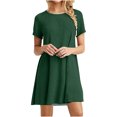 thumbnail image 2 of Meichang Robes d'Été pour Femmes 2024 Robe T-Shirt Midi Décontractée à Manches Courtes Robes Évasées Unies à Col Rond Robe de Vacances Robes Boho de Plage, 2 of 3