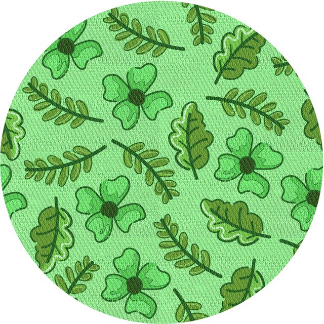 Ahgly Tapis Rond Lavable en Machine Intérieur Transitionnel Vert, 5 Pieds Rond