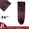 thumbnail image 2 of Rallonges de Cheveux Droites à Tête Complète à Clip, Synthétiques, 8 Pcs, 18 Clips, Postiche pour Femmes, 2 of 5