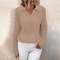 thumbnail image 1 of Qertyioot Chandails à Col en V pour Femmes Mode Automne Hiver Uni Manches Longues Chandail Décontracté Hauts, 1 of 7