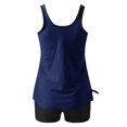 thumbnail image 5 of RKSTN Tankini Swimsuits for Women Summer Fashion Solid ColorConservative Two Piece Set Bathing Suits with Boyshorts Loose Plus Size Round Neck Sleeveless Pleated Swimsuits, 5 of 5
