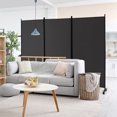 thumbnail image 2 of Costway 3-Panel Folding Room Divider 6Ft Rolling Privacy Screen withLockable Wheels Grey, 2 of 9