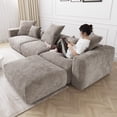thumbnail image 4 of The Magic Home 3-Seater Convertible Modular L-Shaped Corduroy Sectional Sofa, Brown, 4 of 10