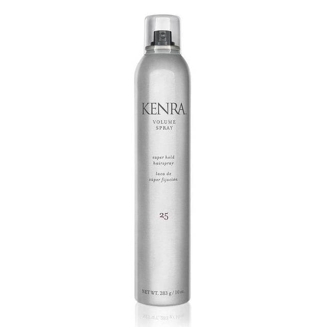 KENRA HAIRSPRAY Volumisant en Grande Bombe Aérosol Argentée avec Capuchon en Plastique Transparent et Embout de Pulvérisation Noir, Offrant une super Tenue et un volume avec une Force de 25, Formule à Séchage Rapide et Résistante à l'Humidité Idéale pour les Produits Capillaires Format Voyage et les styles Longue Tenue.