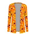 thumbnail image 4 of Women‘s Halloween Cardigan Sweater Skull Pumpkin Print Pattern Long Cardigans Sweater Coats Tops Ginger M, 4 of 5
