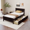 thumbnail image 3 of Gymax Twin Size Wooden Bed Frame with 2 Storage Drawers & Under-bed Storage Espresso, 3 of 10