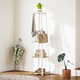 thumbnail image 2 of HOMCOM Clothes Rack, Garment Rack with 8 Hooks and 3-Tier Shelf, Oak, 2 of 10
