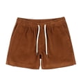 thumbnail image 1 of Sentmoon Mens Corduroy Shorts Lightweight Elastic High Waist Bathing Suit Straight Drawstring Solid Color 2025 Summer Athletic Shorts with Pockets Athletic for Leisure Wear Brown S, 1 of 2