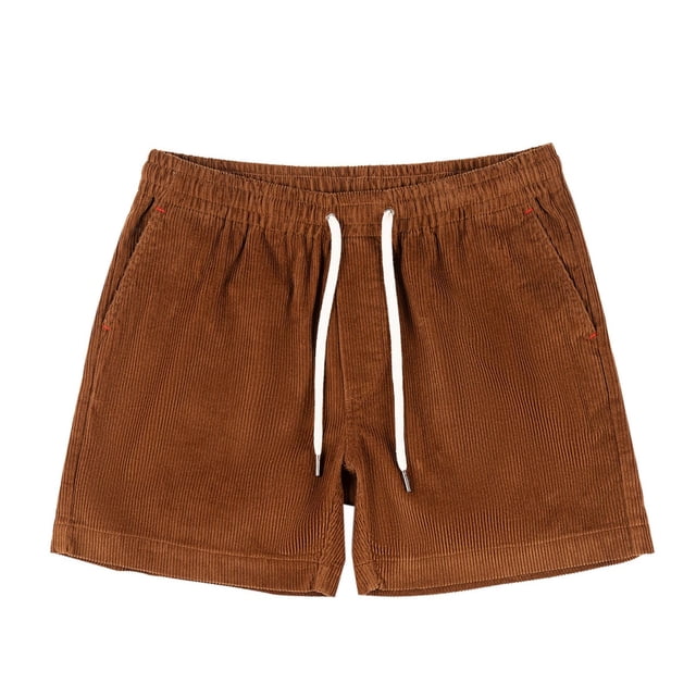 Sentmoon Mens Corduroy Shorts Lightweight Elastic High Waist Bathing Suit Straight Drawstring Solid Color 2025 Summer Athletic Shorts with Pockets Athletic for Leisure Wear Brown S