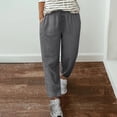thumbnail image 2 of Yuyuzo Womens Cotton Linen Pants Drawstring High Waisted Lounge Pants Straight Leg Cropped Trousers, 2 of 5