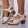 thumbnail image 2 of Fashion Solid Color Open Toe Platform Sandals Cutout Design Casual Comfort 7.5CM Heel Stable Support Summer Walking Shoes, 2 of 8