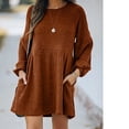 thumbnail image 5 of MesaSe Jupe Côtelée Tricotée pour Femmes Manches Lanterne Col Rond Robe Courte Pull Jupe avec Poches Automne Hiver Jupe Inférieure, 5 of 5