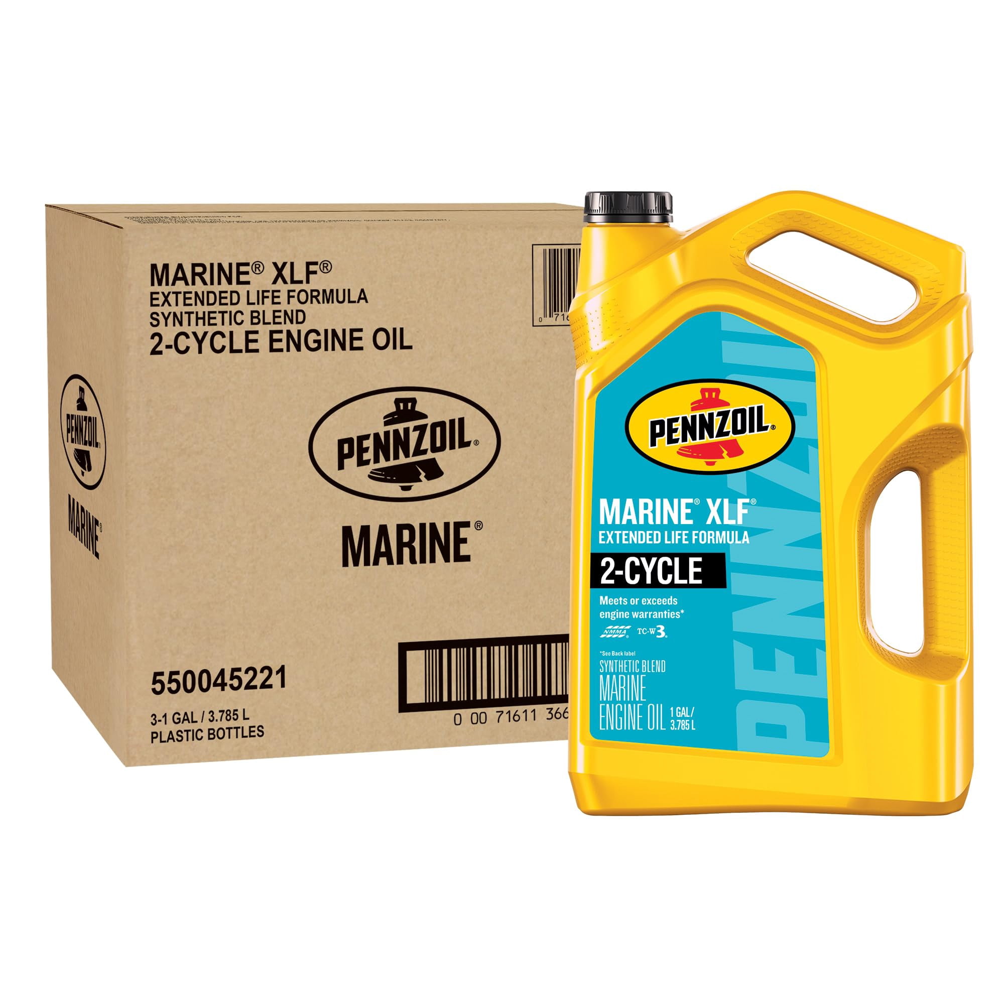 Pennzoil Marine XLF Extended Life Formula Engine Oil, 1 Gallon (3-Pack)