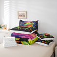 thumbnail image 5 of YST Colorful Frog Comforter Set Queen 7 Piece Mushroom Frog Bed in a Bag Trippy Room Decor,Rustic Country Cartoon Animal Bedding Set with 2 Sheets,2 Pillowcases,2 Throw Pillow Covers, 5 of 5