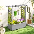 thumbnail image 2 of Outsunny Raised Planter with Trellis, Elevated Wood Planter Box with Liner, 2 of 9