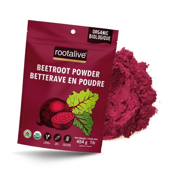 Rootalive Organic Beetroot Powder 454g (1lb) Raw and Vegan Beet Powder for Smoothies, Juice, Sauces, Baked goods and More