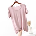 thumbnail image 1 of Weiqiqre T-Shirt à Col Rond pour Femme à Manches Courtes Ajusté T-Shirt Mince Uni Haut de Pyjama Pyjama à Manches Courtes, 1 of 8