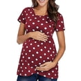 thumbnail image 1 of Jchiup Hauts de Maternité pour Femmes Fronces Latérales Chemise à Col Rond, 1 of 4