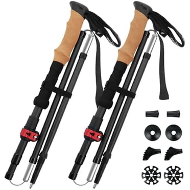 Poteaux de Randonnée en Fibre de Carbone - Poteaux de Randonnée Légers et Pliables, 2 Pcs Bâtons de Randonnée Nordique pour Voyage, Bâtons de Marche pour Hommes, Femmes, Aînés avec Prise en Liège et Système à Verrouillage Rapide