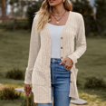 thumbnail image 4 of 2025 Women's Cozy Textured Solid Open Front Plus Size Color Long Sleeve Cardigan Long Loose Cardigan, 4 of 7