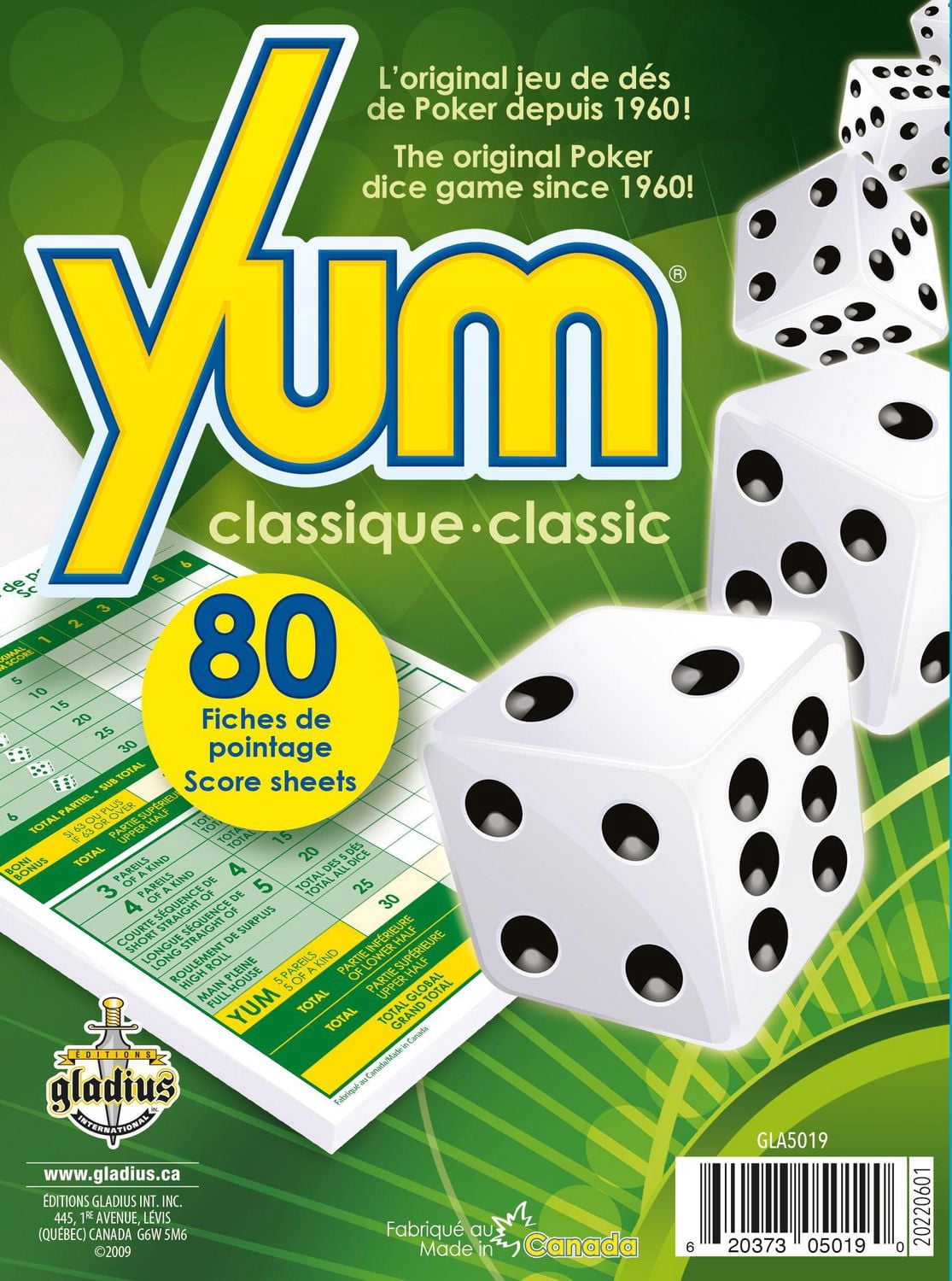 Éditions Gladius Fiches de pointage pour jeu de Yum classique