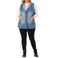 thumbnail image 2 of GRACE & GRANDEUR Veste Sans Manches en Denim pour Femmes Grande Taille de Printemps avec Poches, 2 of 6