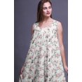 thumbnail image 3 of Bimba Chemises de Nuit Blanches en Coton Imprimé Feuilles Florales et Pivoines pour Femmes Robe Sans Manches Tenue de Nuit Robe Maxi Petit, 3 of 6