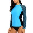 thumbnail image 4 of Charmo Women's Striped Rash Guard UPF 50+ Long Sleeve Swimsuit Top Swim Shirts, 4 of 6