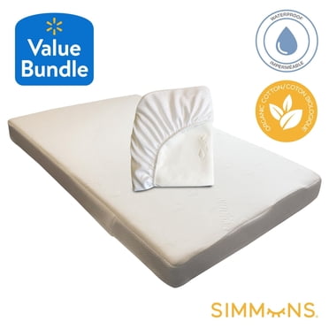 Simmons Mini Organic Baby Crib Mattress & Protector White