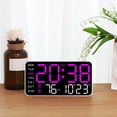 thumbnail image 1 of Meitianfacai Digital Wall Clock LED Digital Wall Clock With Large Display Alarm Clock With Digital Calendar Suitable For Living Room Bedroom Office Store, Purple, 1 of 6